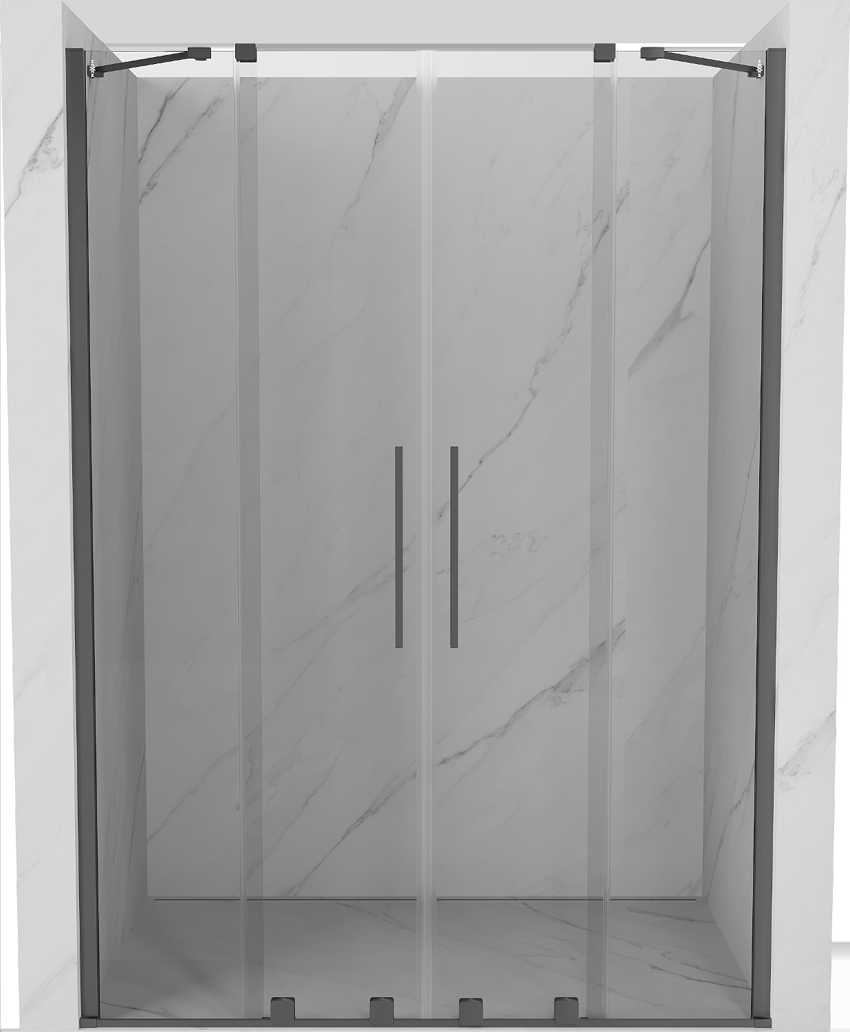 Mexen Velar Duo drzwi prysznicowe rozsuwane 160 cm, transparent, gun metal - 871-160-000-02-95