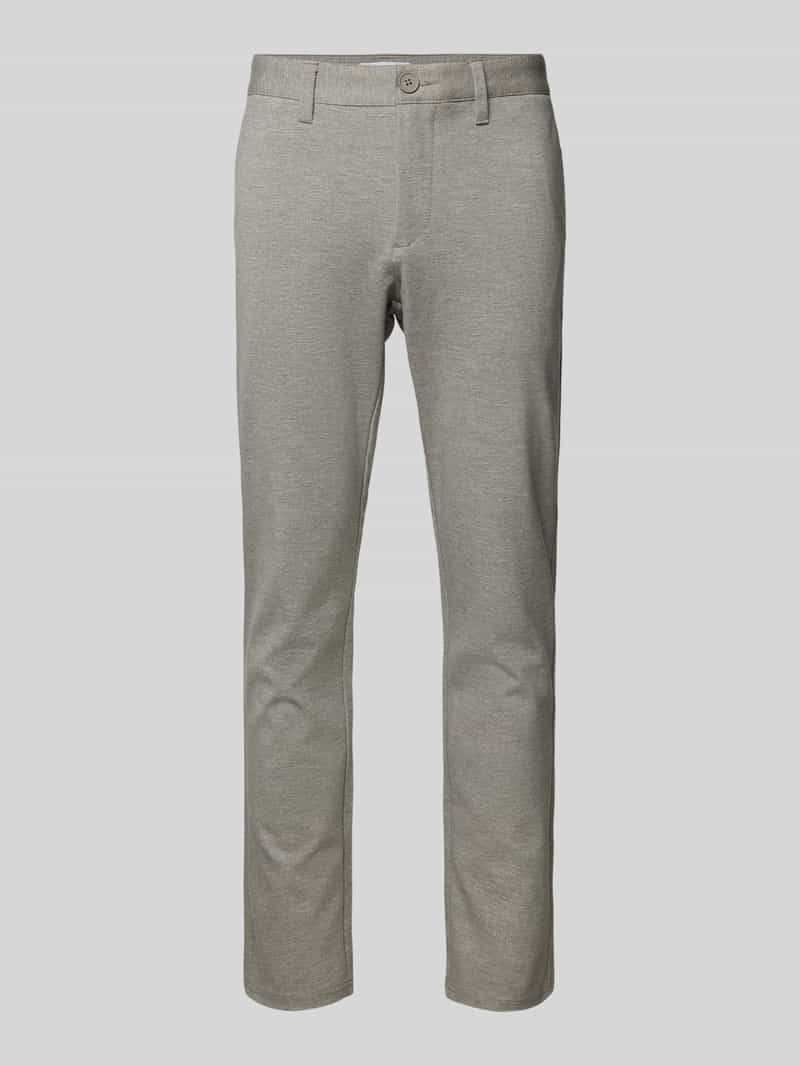 Spodnie o kroju tapered fit z zapięciem na guzik i zamek błyskawiczny model ‘MARK’