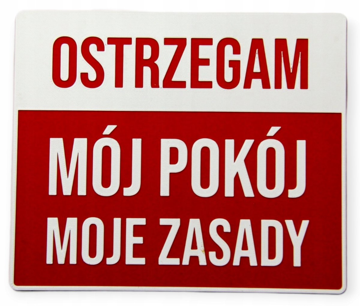 Tabliczka na drzwi Mój pokój moje zasady Czerwona