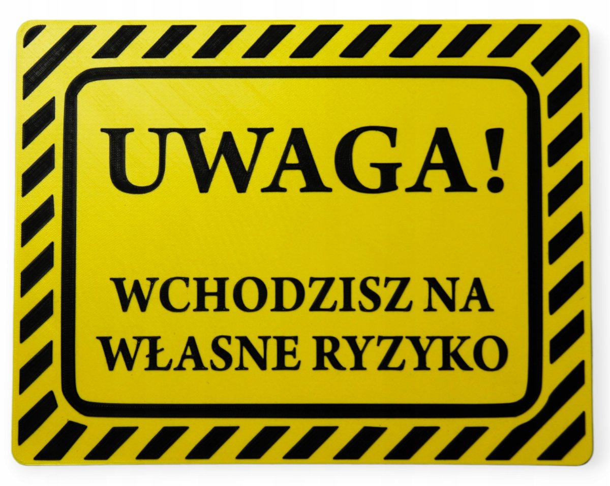 Tabliczka na drzwi Wchodzisz na własne ryzyko Żółt