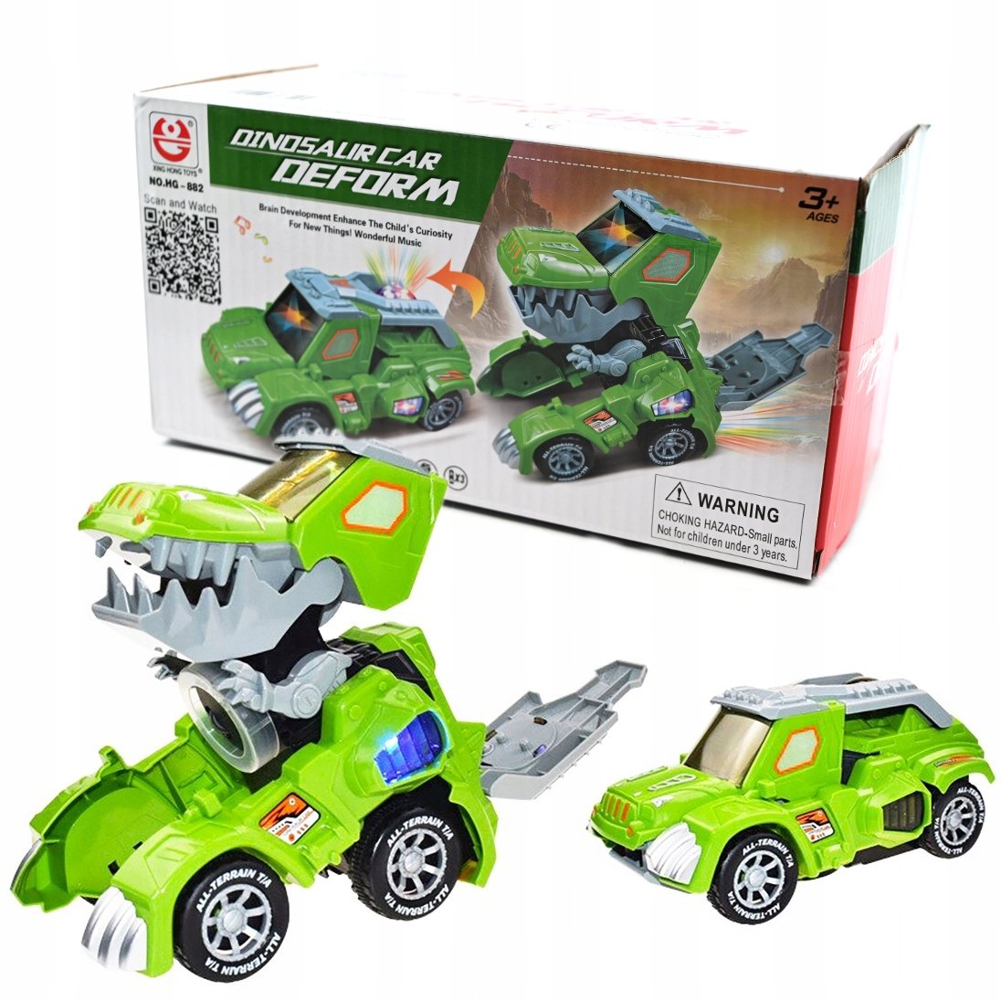 AUTO ROBOT 2W1 DINOZAUR SAMOCHÓD NA BATERIE Z NAPĘDEM ŚWIATŁO DŹWIĘK JEŹDZI