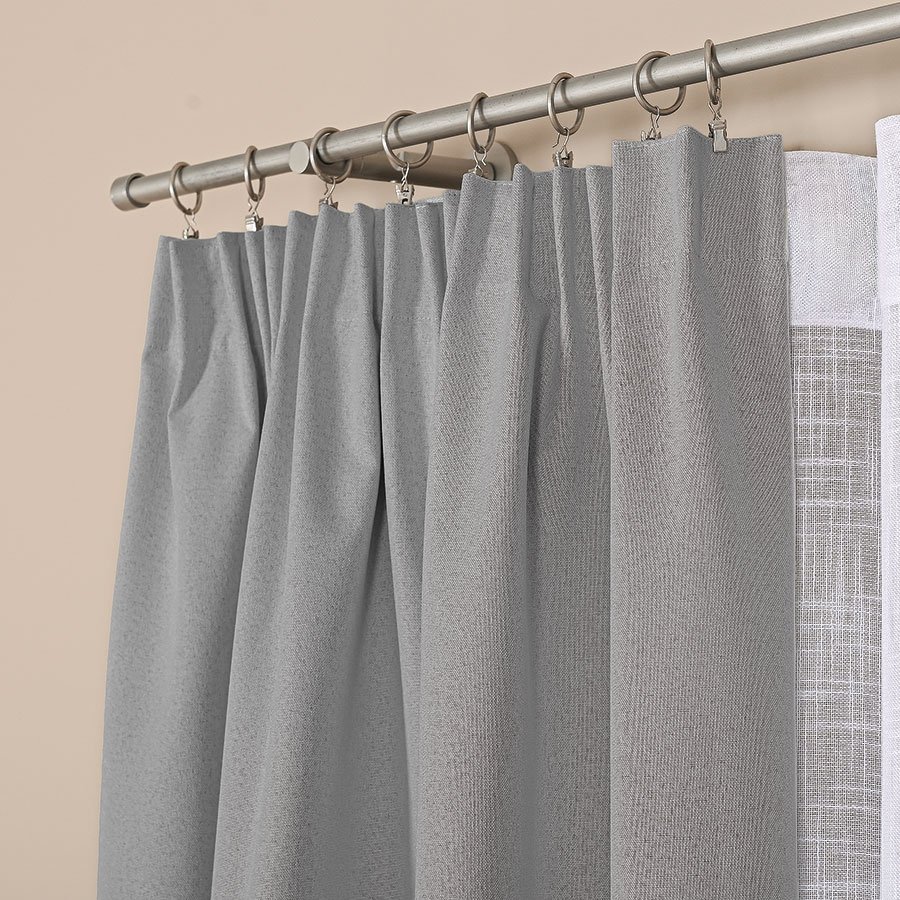 Gotowa zasłona do salonu 100% zaciemniająca na taśmie kolor chłodny szary rozmiar 140x250 cm