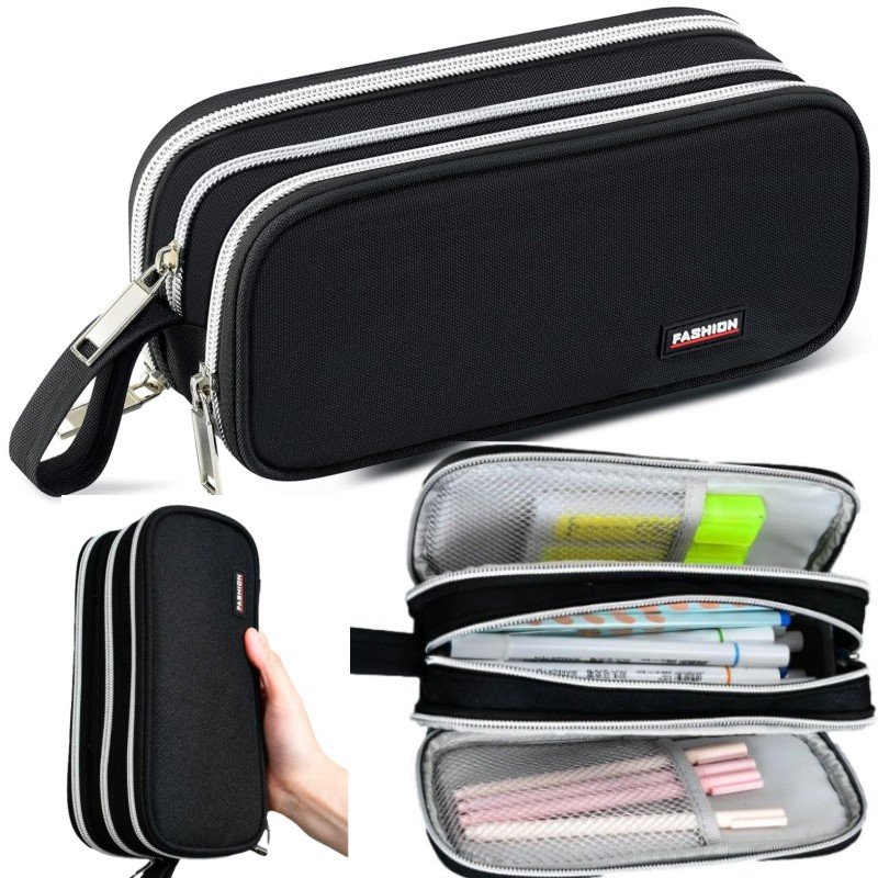 Piórnik szkolny trzykomorowy Pojemna saszetka /Martius/