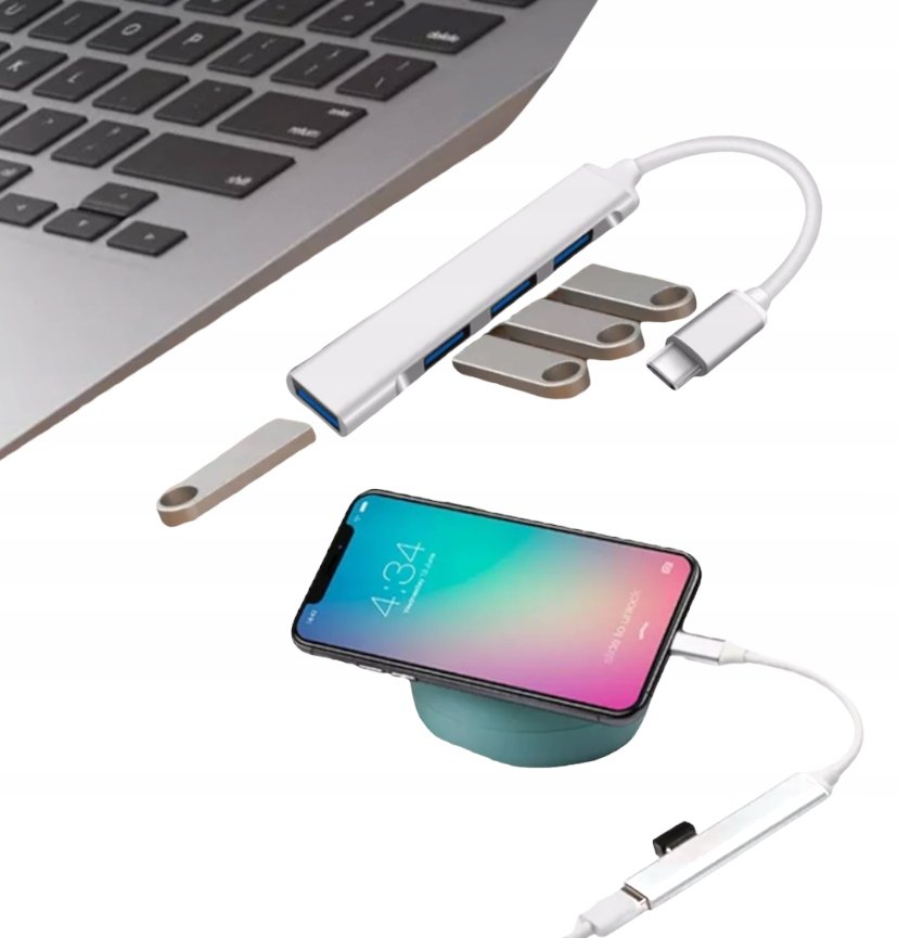 HUB USB-C 3.0 ADAPTER ROZDZIELACZ AŻ 4 URZĄDZENIA