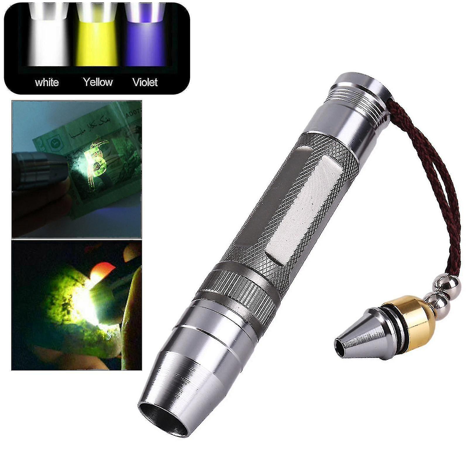 Gunest 365nm Latarka Led Latarka Biały Żółty Uv Light Dla Biżuterii Jade Klejnot Bursztynowe Testyilver1szt