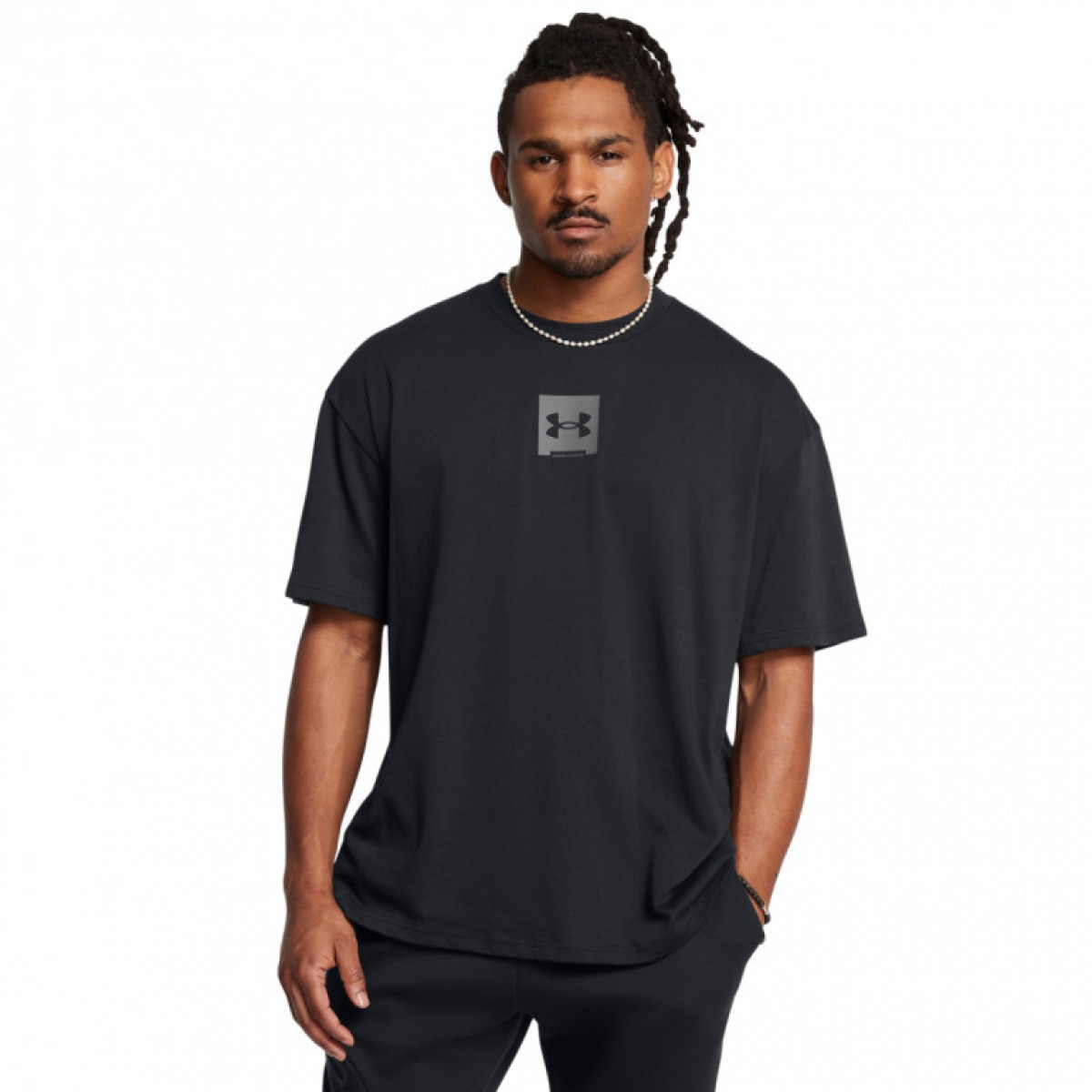 Męski t-shirt z nadrukiem Under Armour UA M Hw Os Sm Box Ss - czarny - UNDER ARMOUR