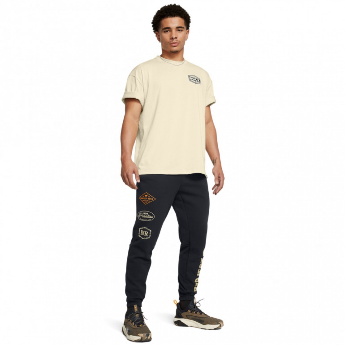 Męskie spodnie treningowe Under Armour Project Rock Hwt Pant Tools - czarne - UNDER ARMOUR