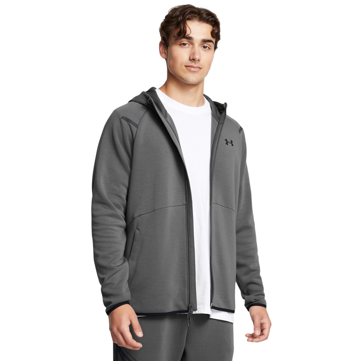 Męska bluza dresowa rozpinana z kapturem Under Armour UA Unstoppable Flc Fz Hd Eu - szara - UNDER ARMOUR