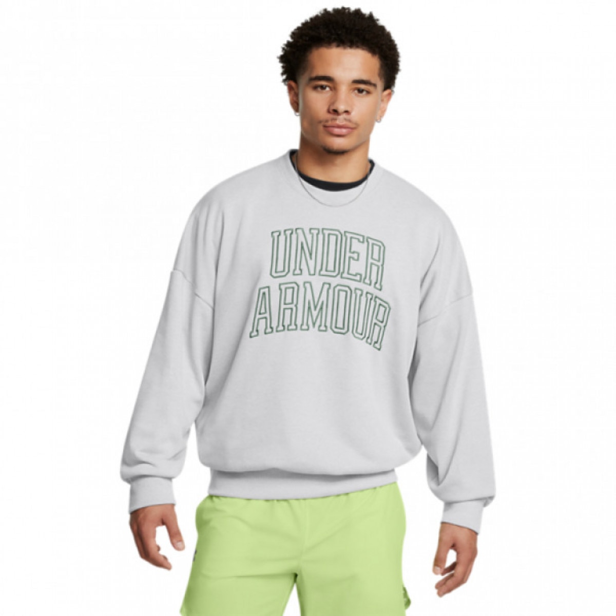 Męska bluza dresowa Under Armour UA Icon Hwt Terry Os Crew - szara - UNDER ARMOUR