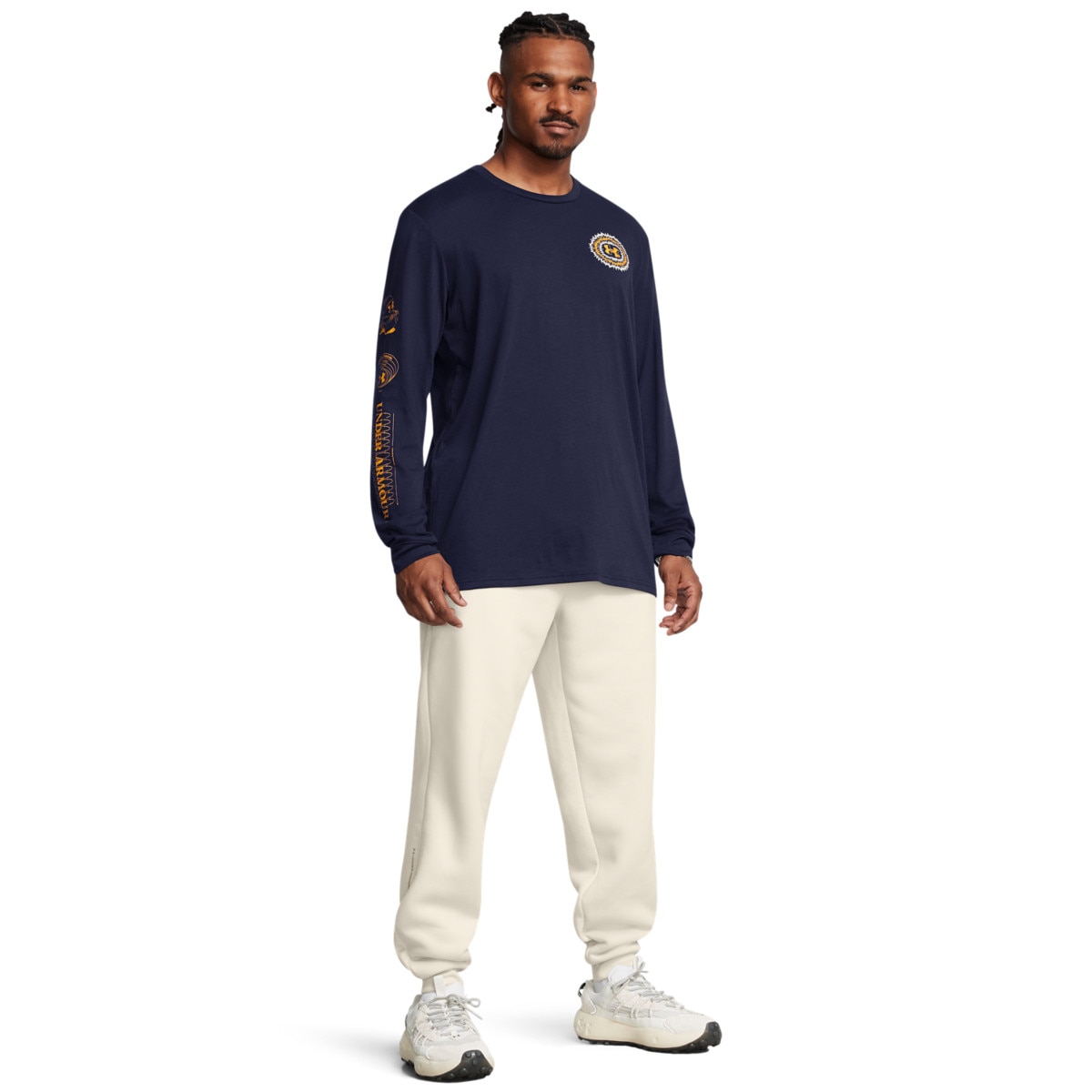 Męskie spodnie treningowe Under Armour UA Armour Fleece Pro Jogger - białe - UNDER ARMOUR