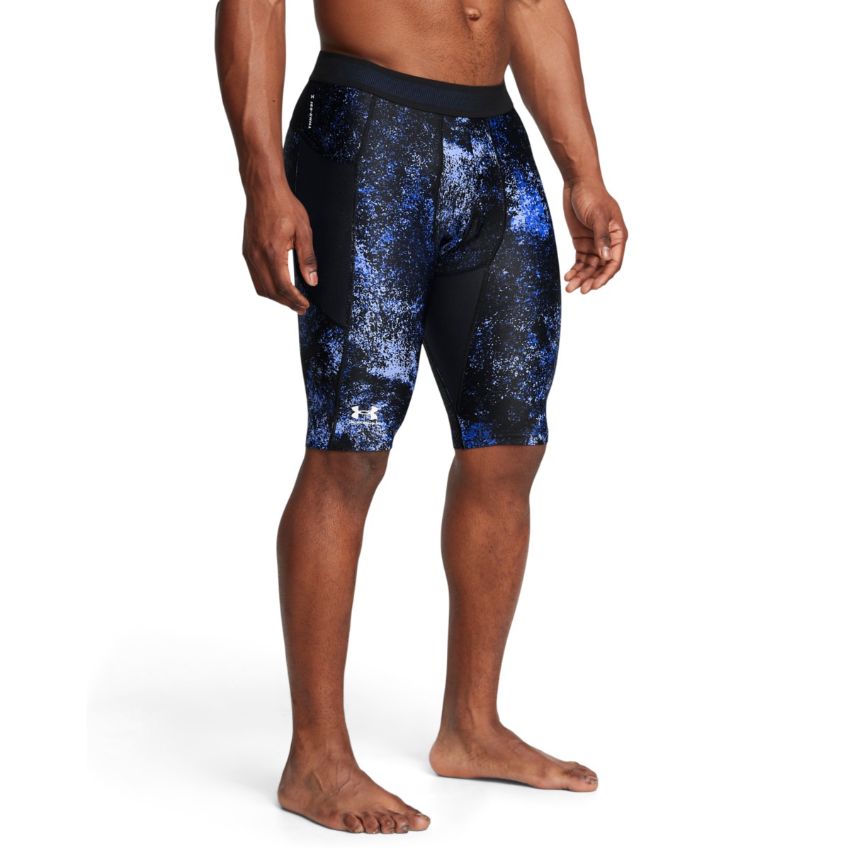 Męskie legginsy krótkie treningowe Under Armour UA Hg Isochill Prtd Lg Sts - granatowe - UNDER ARMOUR