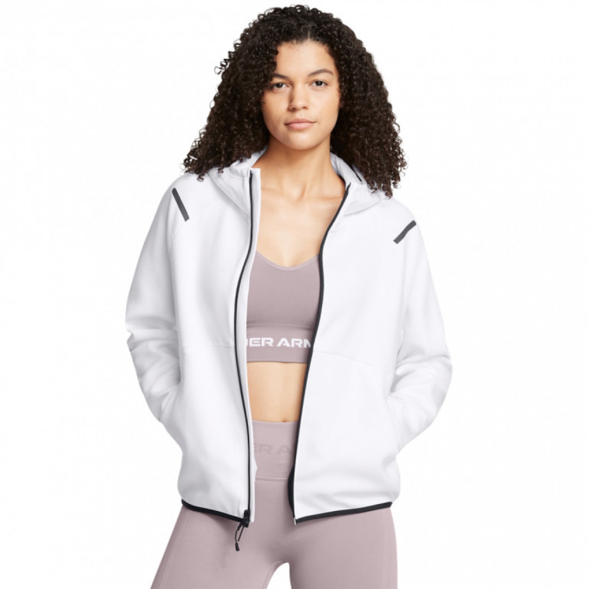 Damska bluza treningowa rozpinana z kapturem Under Armour Unstoppable Fleece FZ - biała - UNDER ARMOUR