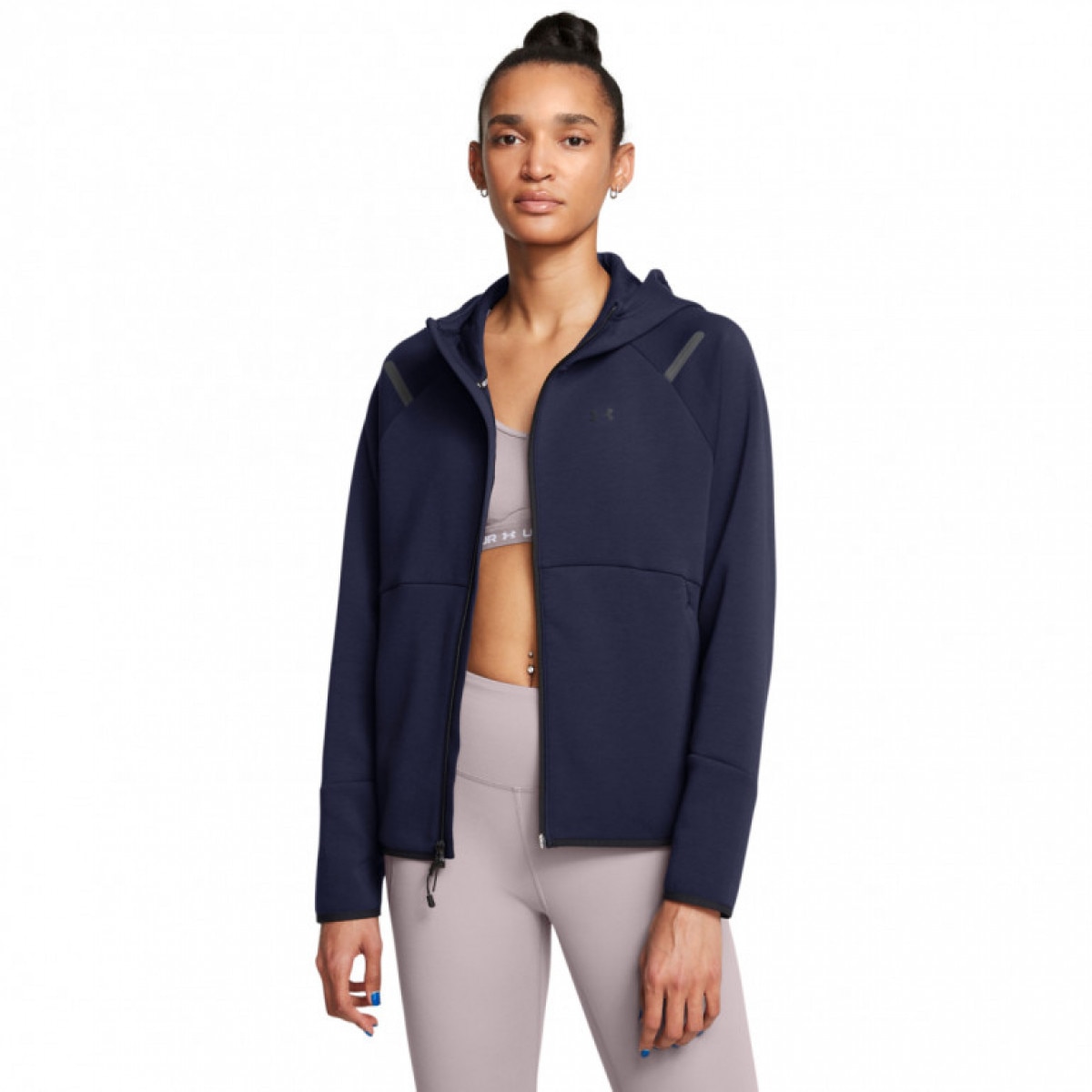 Damska bluza treningowa rozpinana z kapturem Under Armour Unstoppable Fleece FZ - granatowa - UNDER ARMOUR