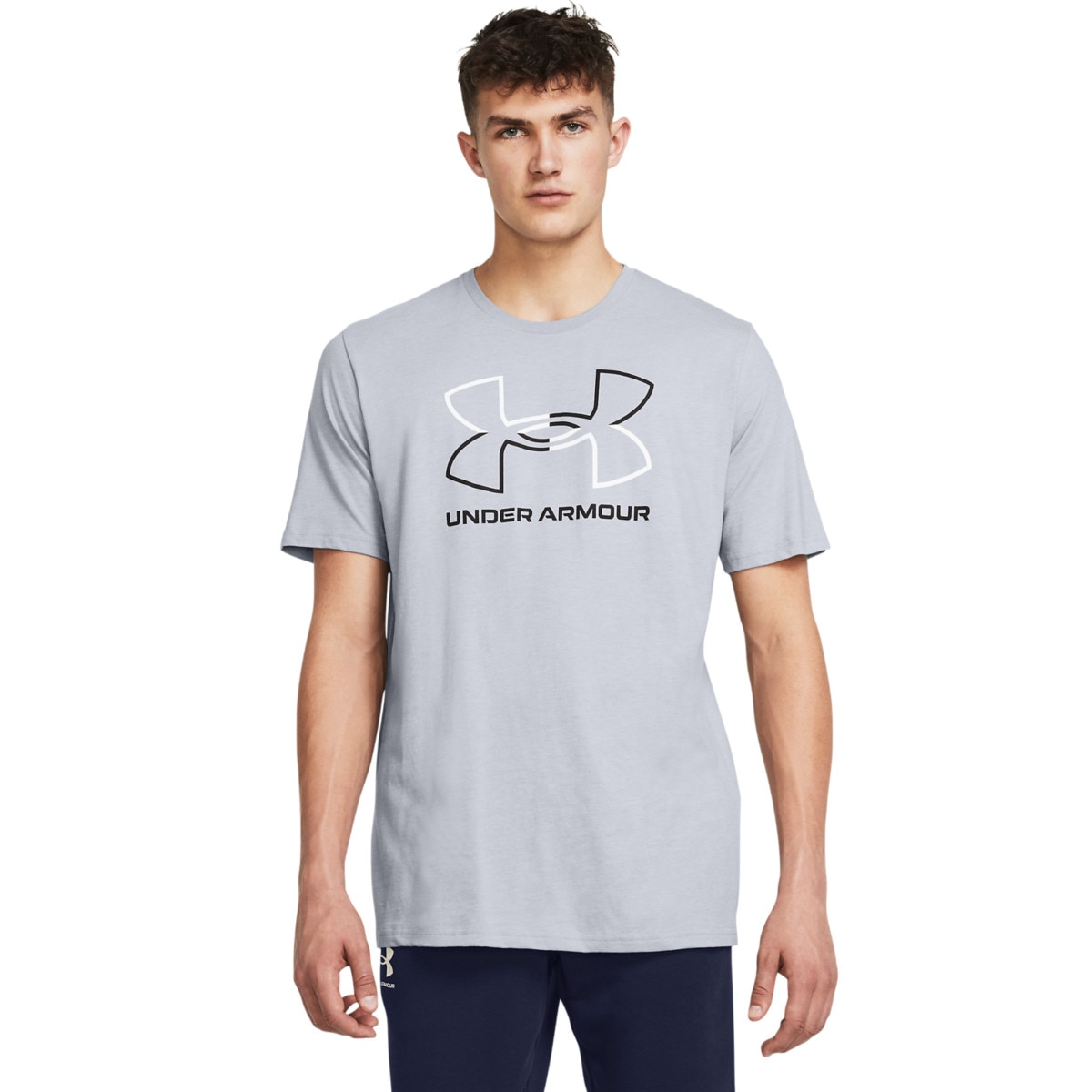 Męski t-shirt z nadrukiem Under Armour UA Foundation Short Sleeve - szary - UNDER ARMOUR