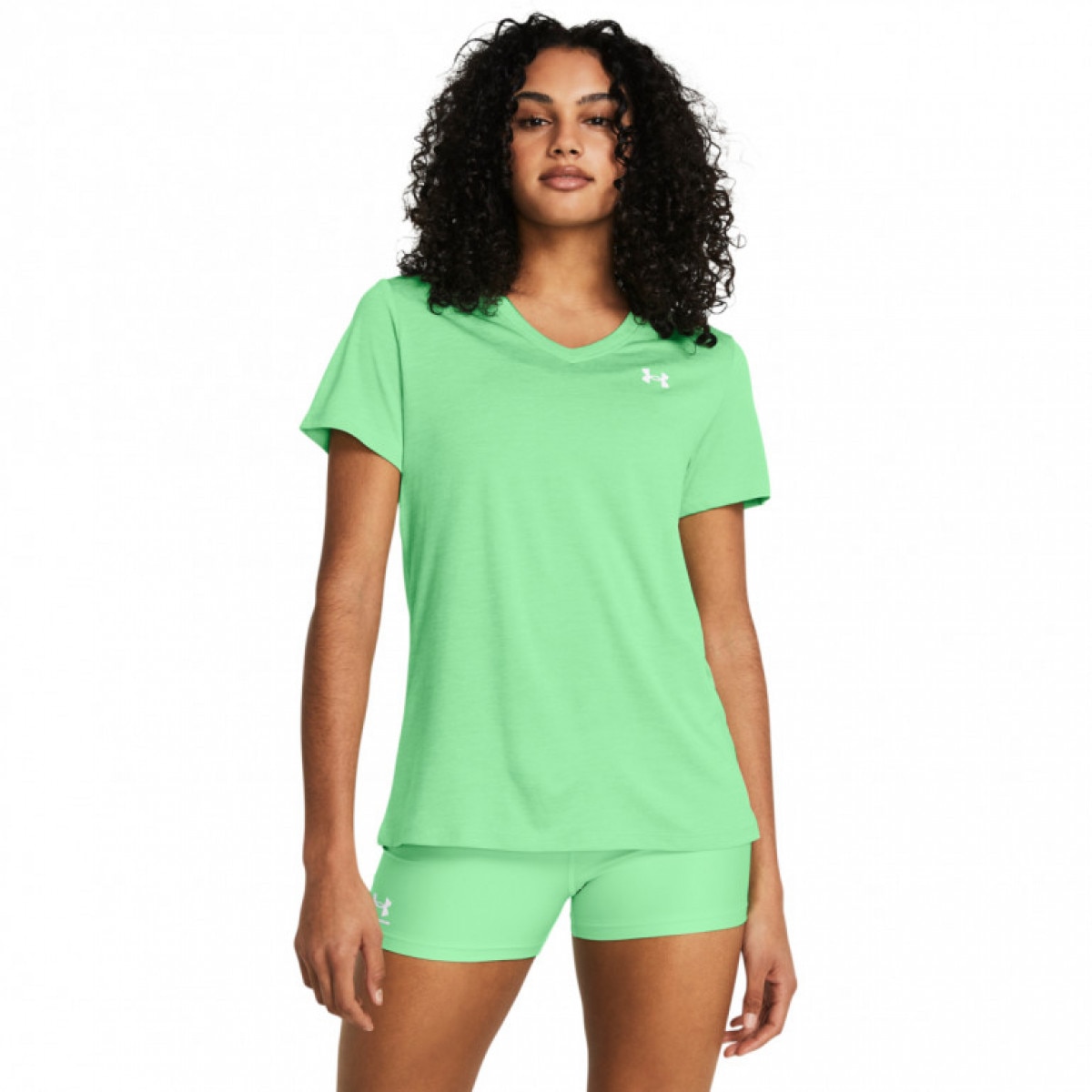 Damska koszulka treningowa Under Armour Tech SSV- Twist - zielona - UNDER ARMOUR