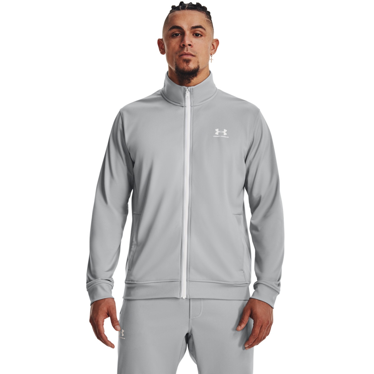 Męska bluza rozpinana bez kaptura Under Armour Sportstyle Tricot Jacket - szara - UNDER ARMOUR