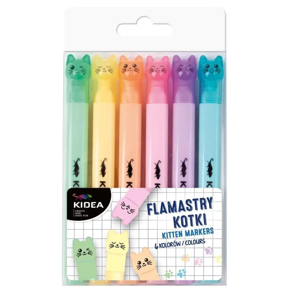 Flamastry kotki 6 kolorów KIDEA - DERFORM
