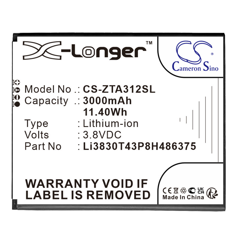 ZTE Blade A31 2021 / Li3830T43P8H486375 2500mAh 9.50Wh Li-Ion 3.8V (Cameron Sino)
