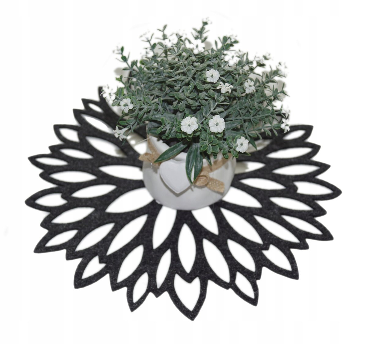 Podkładka Filcowa Dekoracyjna na Stół Pod Talerz Aster 30cm Czarny
