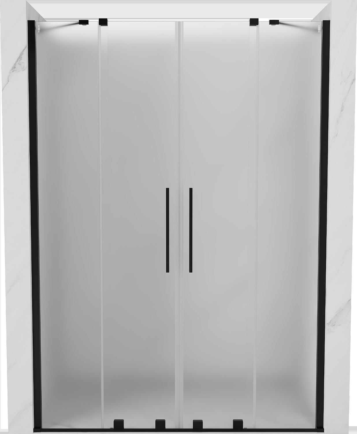 Mexen Velar Duo drzwi prysznicowe rozsuwane 140 cm, szron, czarne - 871-140-000-32-70