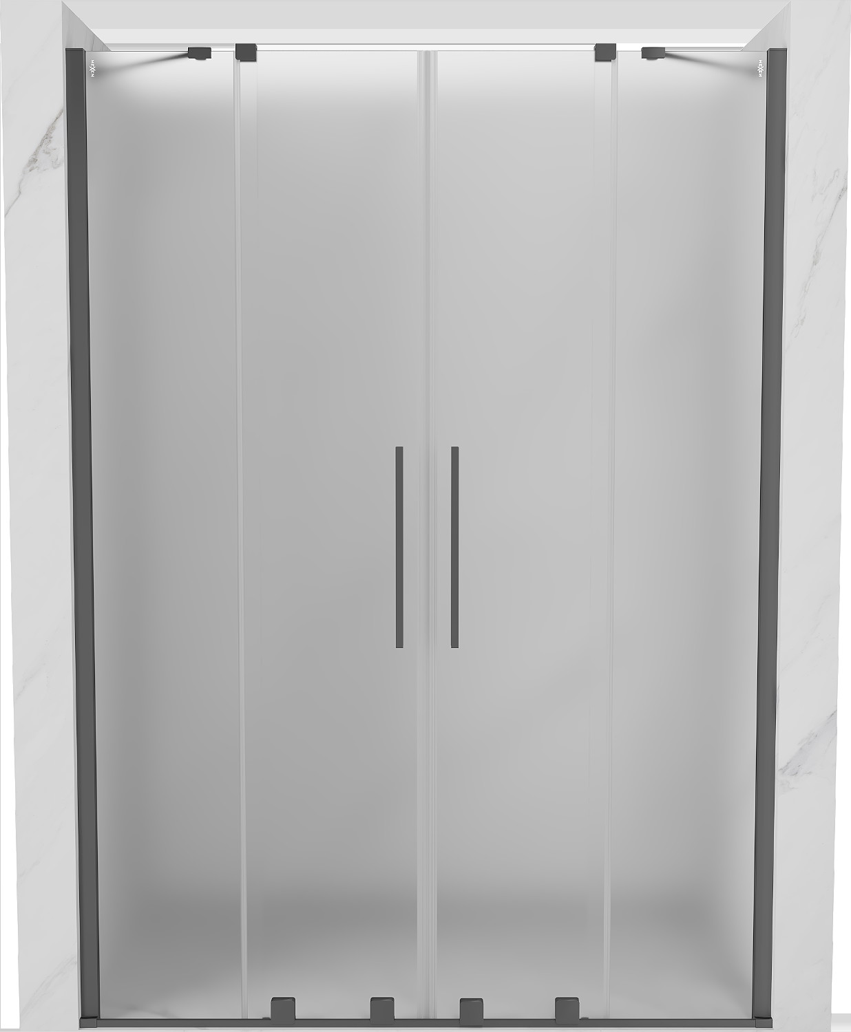 Mexen Velar Duo drzwi prysznicowe rozsuwane 160 cm, szron, gun metal - 871-160-000-32-95