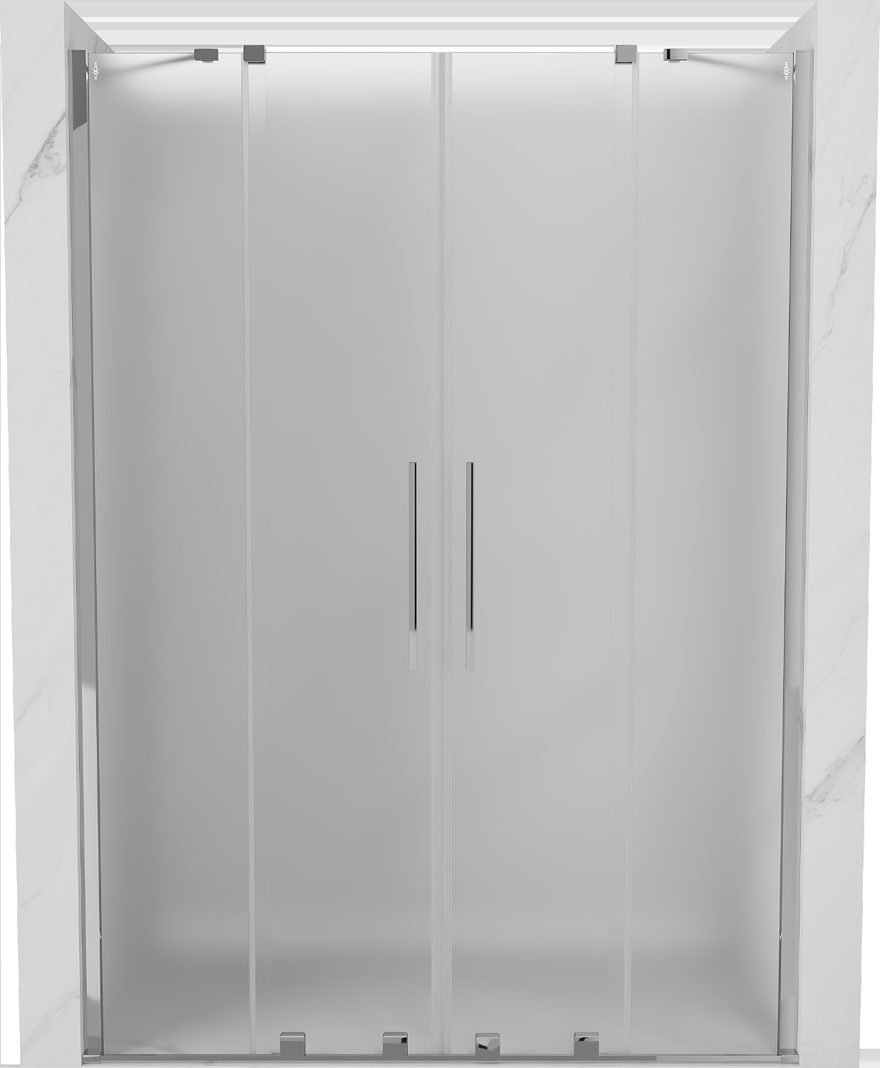 Mexen Velar Duo drzwi prysznicowe rozsuwane 150 cm, szron, chrom - 871-150-000-32-01