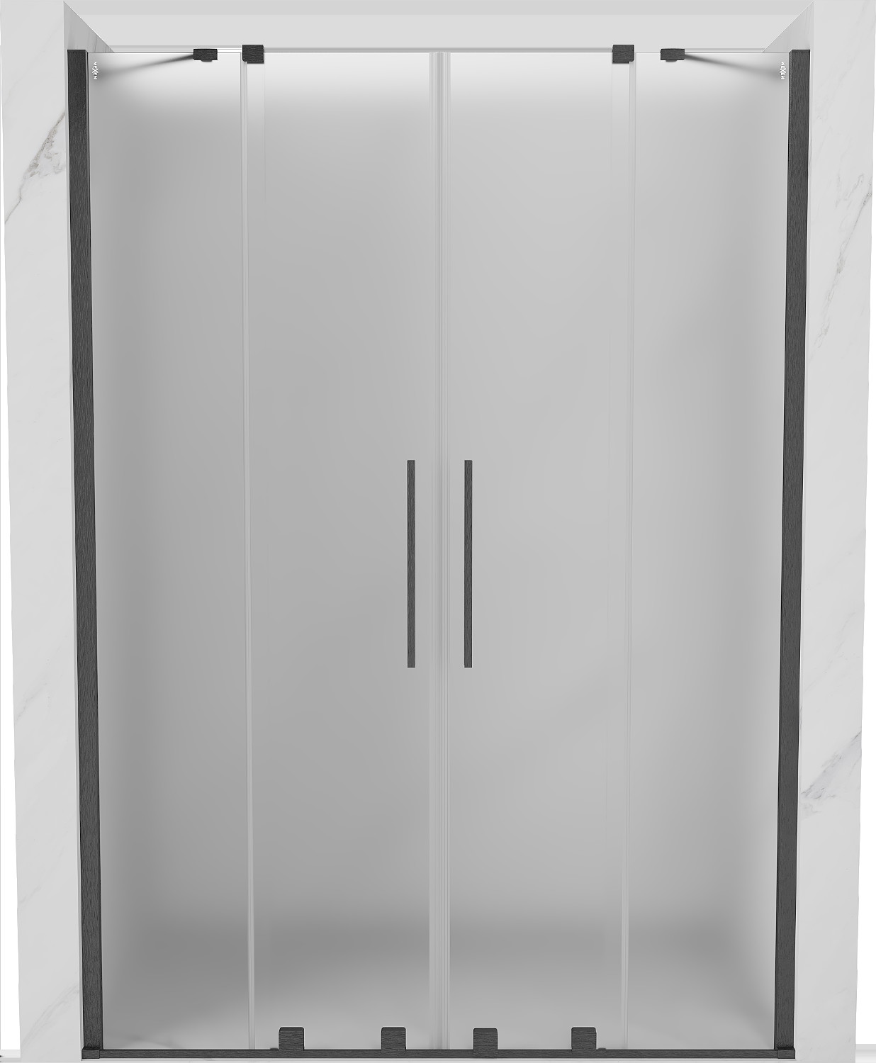 Mexen Velar Duo drzwi prysznicowe rozsuwane 150 cm, szron, gun gray szczotkowany - 871-150-000-32-66