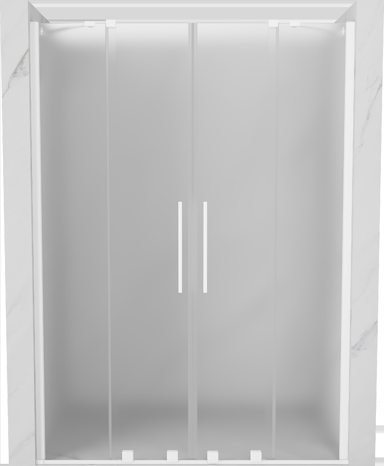 Mexen Velar Duo drzwi prysznicowe rozsuwane 150 cm, szron, białe - 871-150-000-32-20
