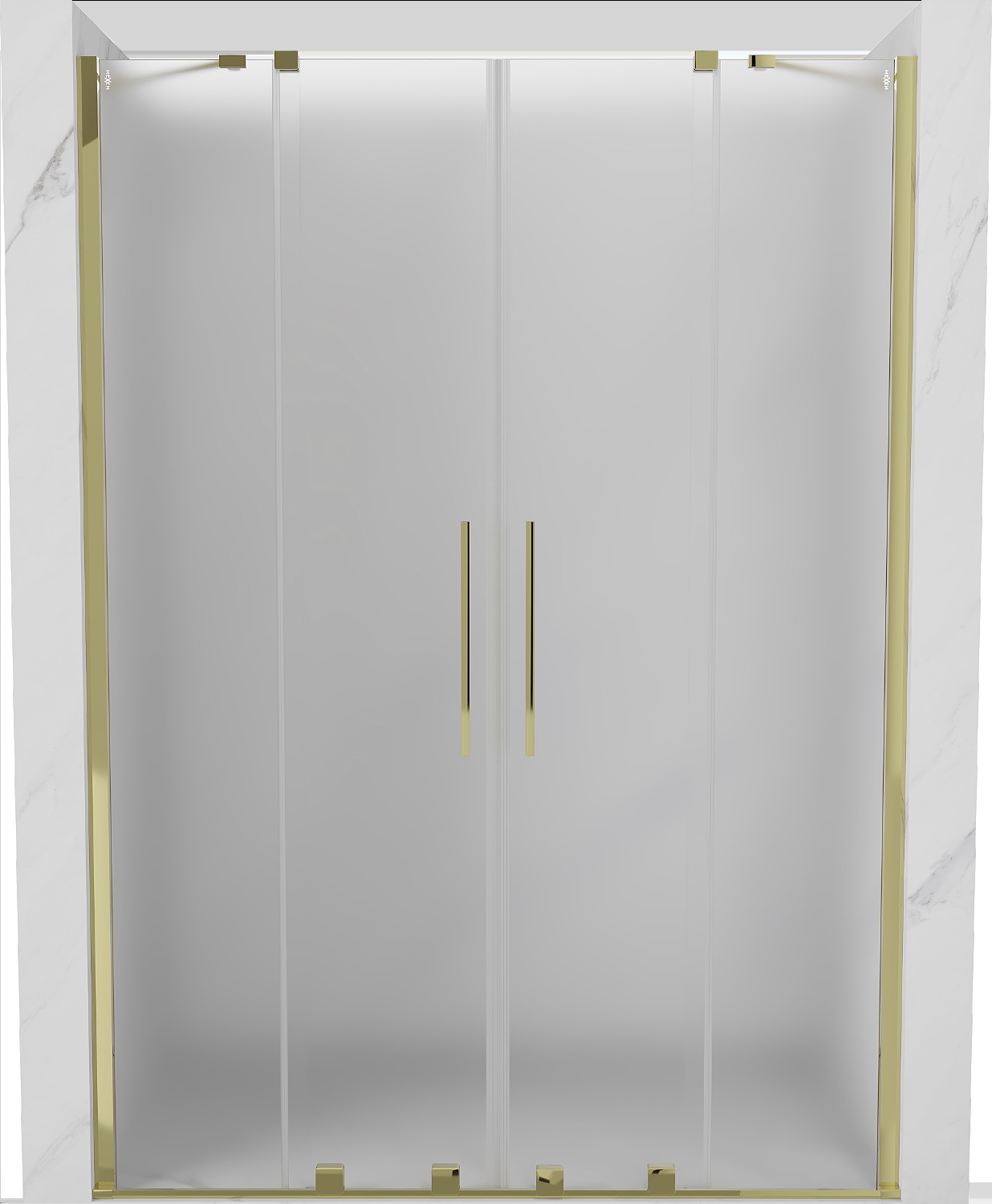 Mexen Velar Duo drzwi prysznicowe rozsuwane 160 cm, szron, złote - 871-160-000-32-50