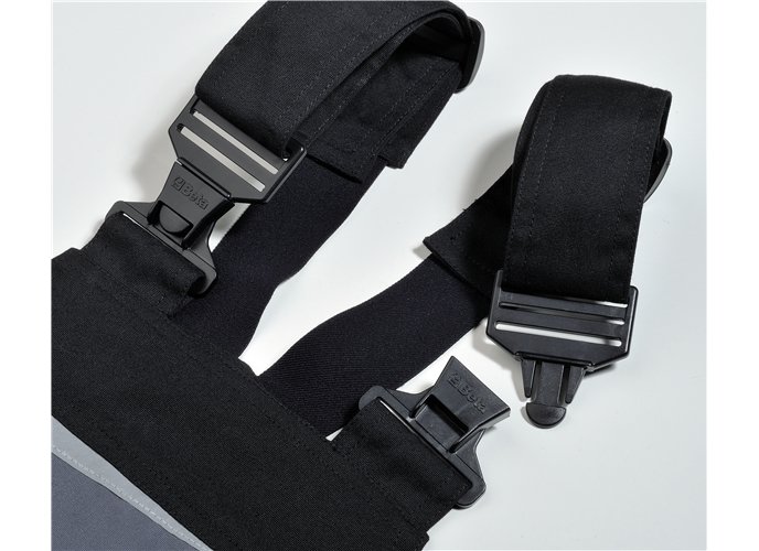 Beta Spodnie Robocze Na Szelkach Płótno T/C Wstawki Z Cordury I Reflex Czarno-Szare 7823 Rozmiar S