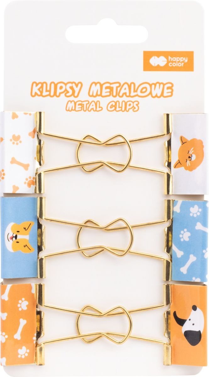 Happy Color, klipsy metalowe cat dog  6 szt.