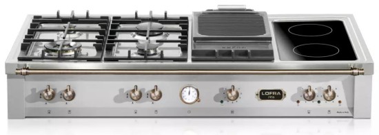 Płyta ceramiczno-gazowa LOFRA Range Top Dolcevita 120 ACCIAIO SATINATO TRS126/4BC/Bronze