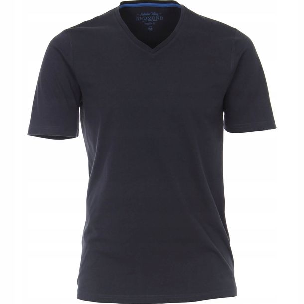 Koszulka Męska Bawełniana T-Shirt w Serek V-neck Granatowa Redmond 5XL