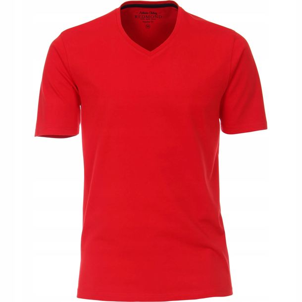 Koszulka Męska Bawełniana T-Shirt w Serek V-neck Czerwona Redmond L