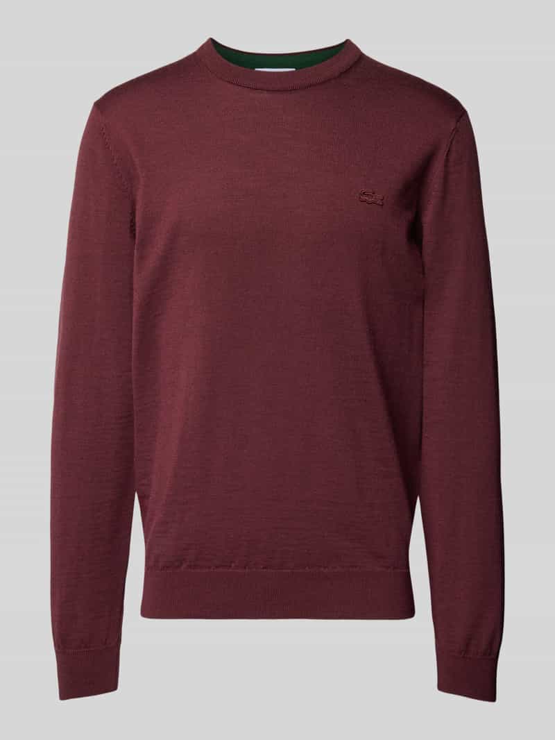 Sweter z dzianiny z czystej wełny z naszywką z logo