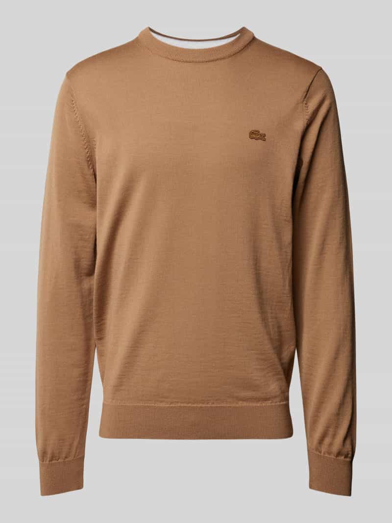Sweter z dzianiny z czystej wełny z naszywką z logo