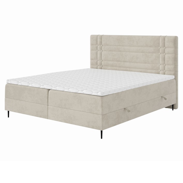 Łóżko kontynentalne z pojemnikiem i topperem VILANO | 200x200 | Kolor do wyboru