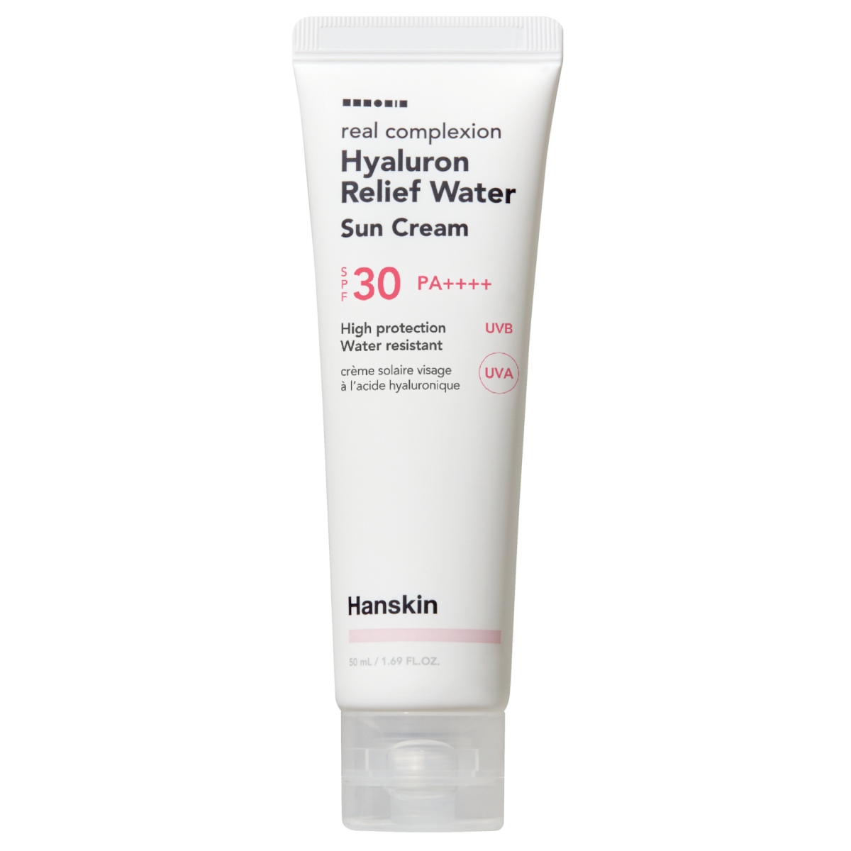 Hanskin Real Complexion SPF30 PA+++ Hialuronowy łagodzący krem przeciwsłoneczny na bazie wody