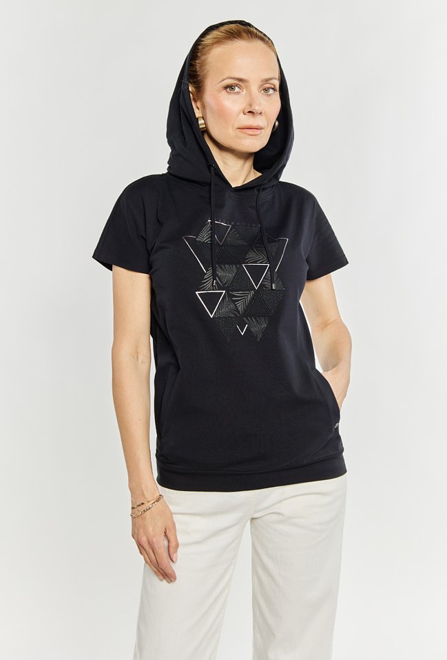 T-shirt damski z kapturem - Monnari