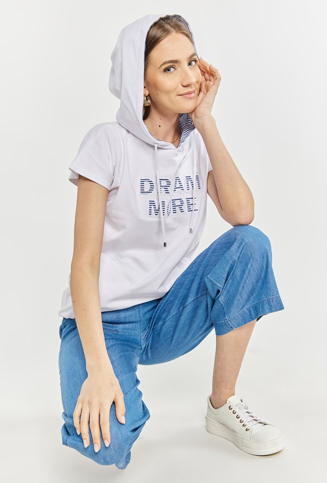 T-shirt damski z kapturem - Monnari