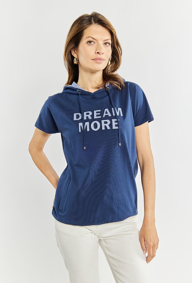 T-shirt damski z kapturem - Monnari