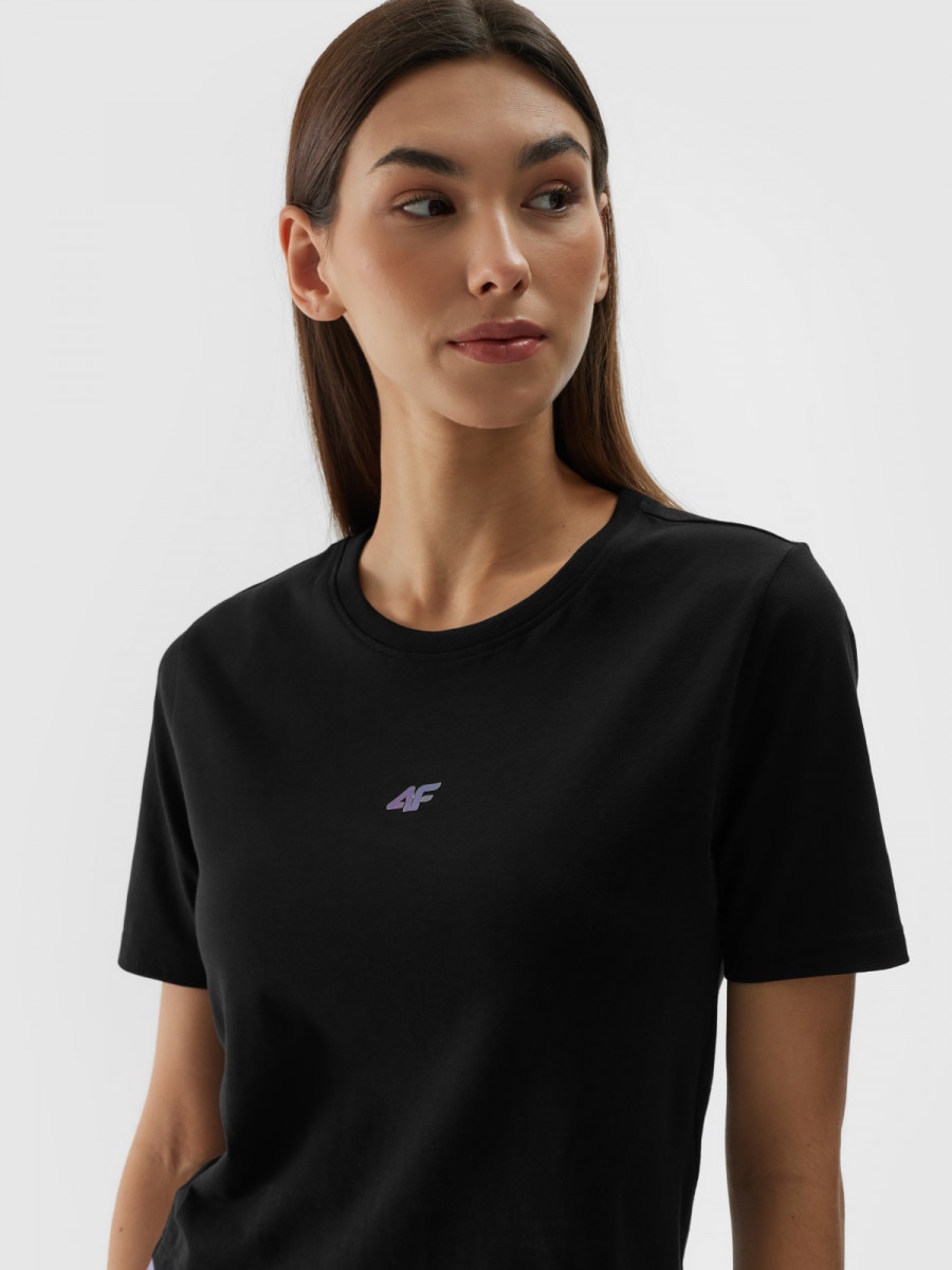 Damski t-shirt crop-top 4F 4FWAW24TTSHF1701 - czarny