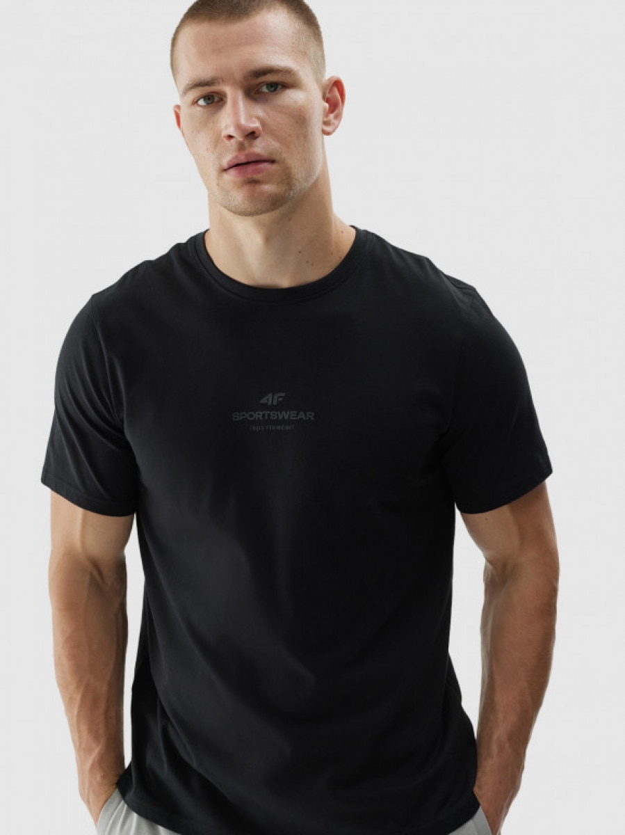 Męski t-shirt  z nadrukiem 4F 4FWAW24TTSHM1585 - czarny
