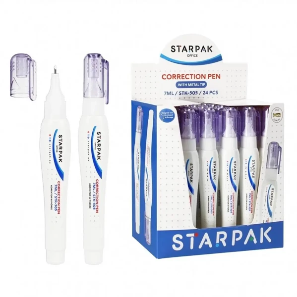 Korektor w piórze z metalową końcówką 7ml (24szt) - STARPAK