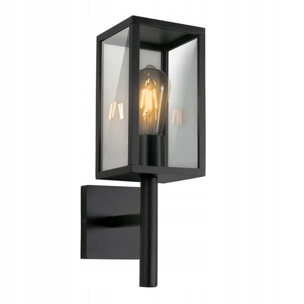 Kinkiet ścienny zewnętrzny ogrodowy czarny szklany klosz 38 cm Candellux