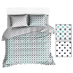 Extrapościel Poszwa bawełniana 140x200 R136 biała rozgwiazdy grochy granatowe 38N 205N