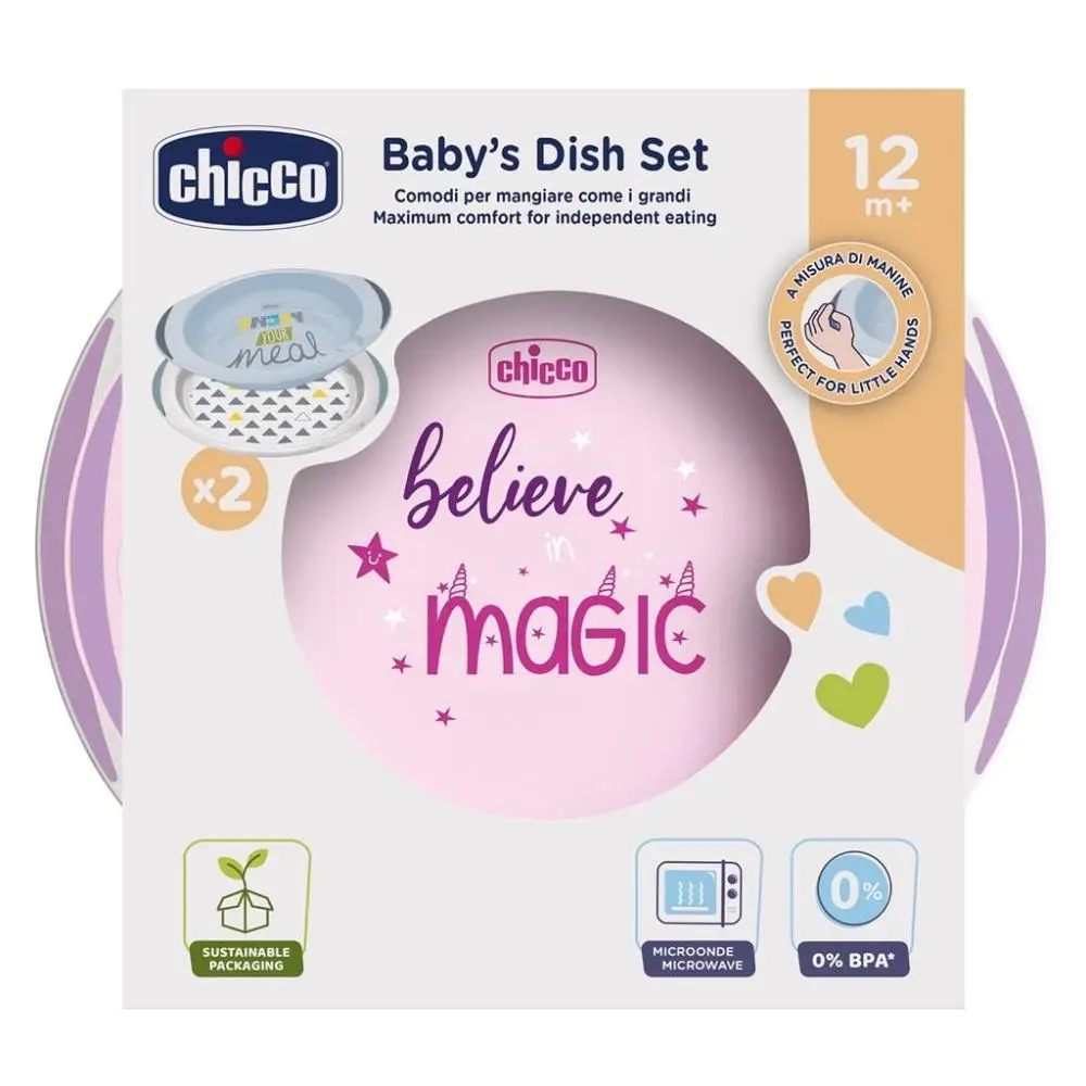 Zestaw dwóch talerzy 12m+ różowy - Chicco