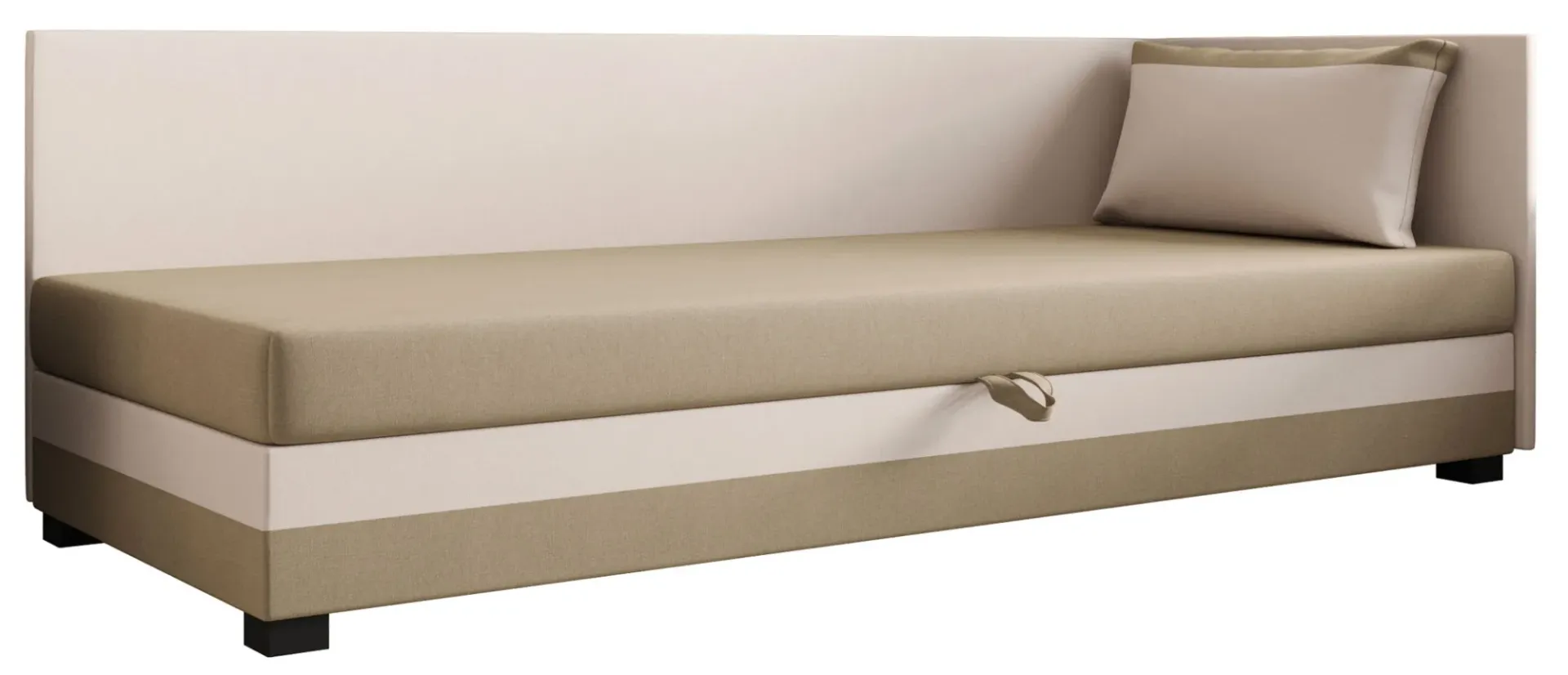 Dwukolorowy tapczan z poduszką jasny brąz + ecru F3-B36