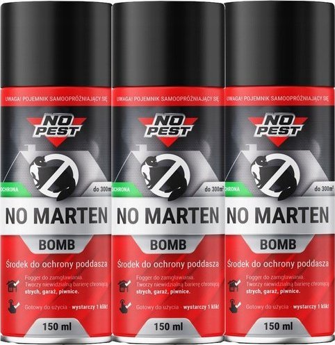 NO PEST 3x Bomba do Odstraszania Kun 150ml Środek Fogger Granat Odymiacz Preparat na Kuny Łasice i Inne Gryzonie