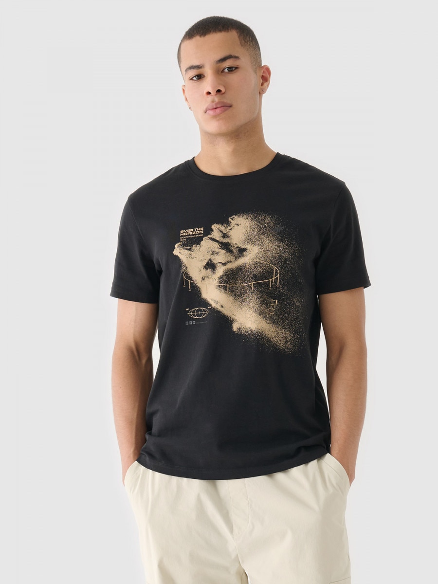 Męski t-shirt  z nadrukiem 4F 4FRAW24TTSHM2304 - czarny